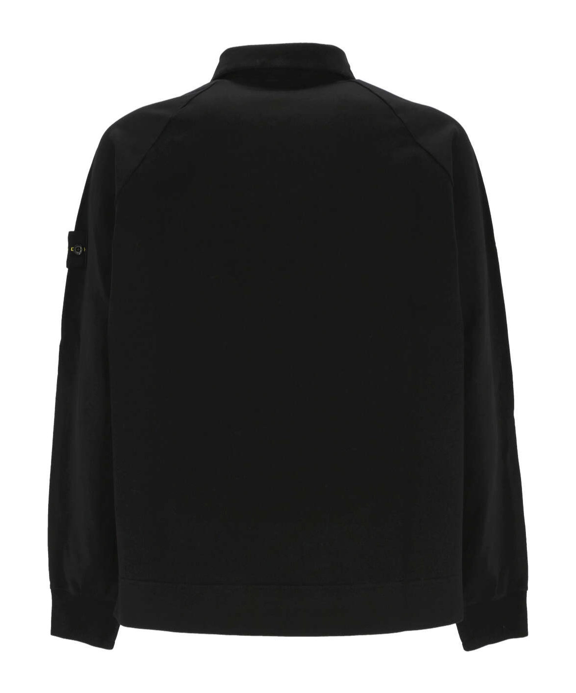 Stone Island Garment Dyed Cotton Fleece Polo Sweatshirt In Blue
