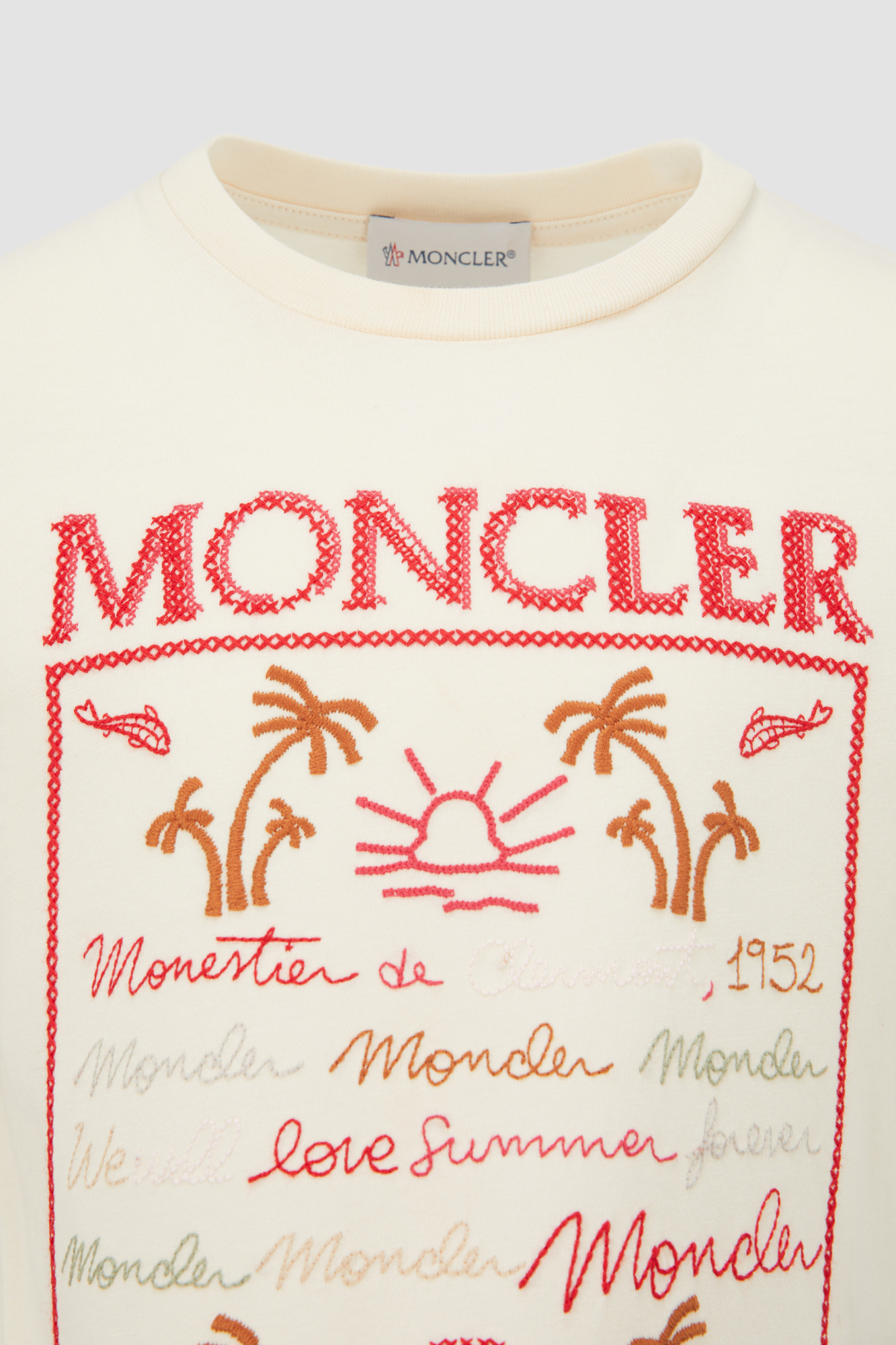 Moncler Embroidered T-shirt In Nude