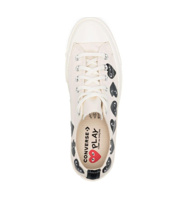 Shop Comme Des Garçons Play Printed Lace-up Low-top Shoes In White