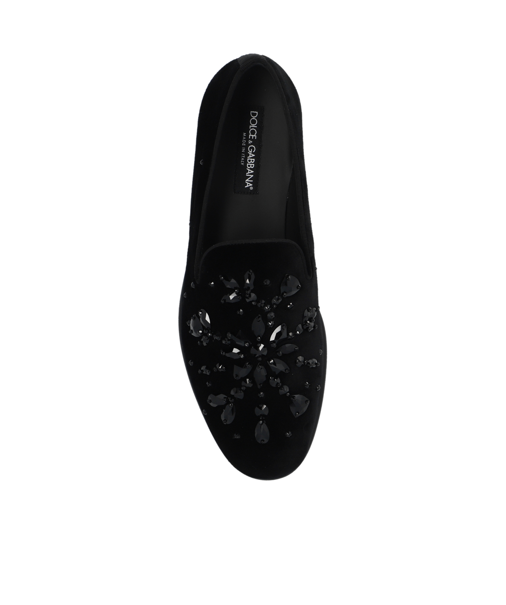 Dolce & Gabbana Crystal-embellished Velvet Slippers In Black