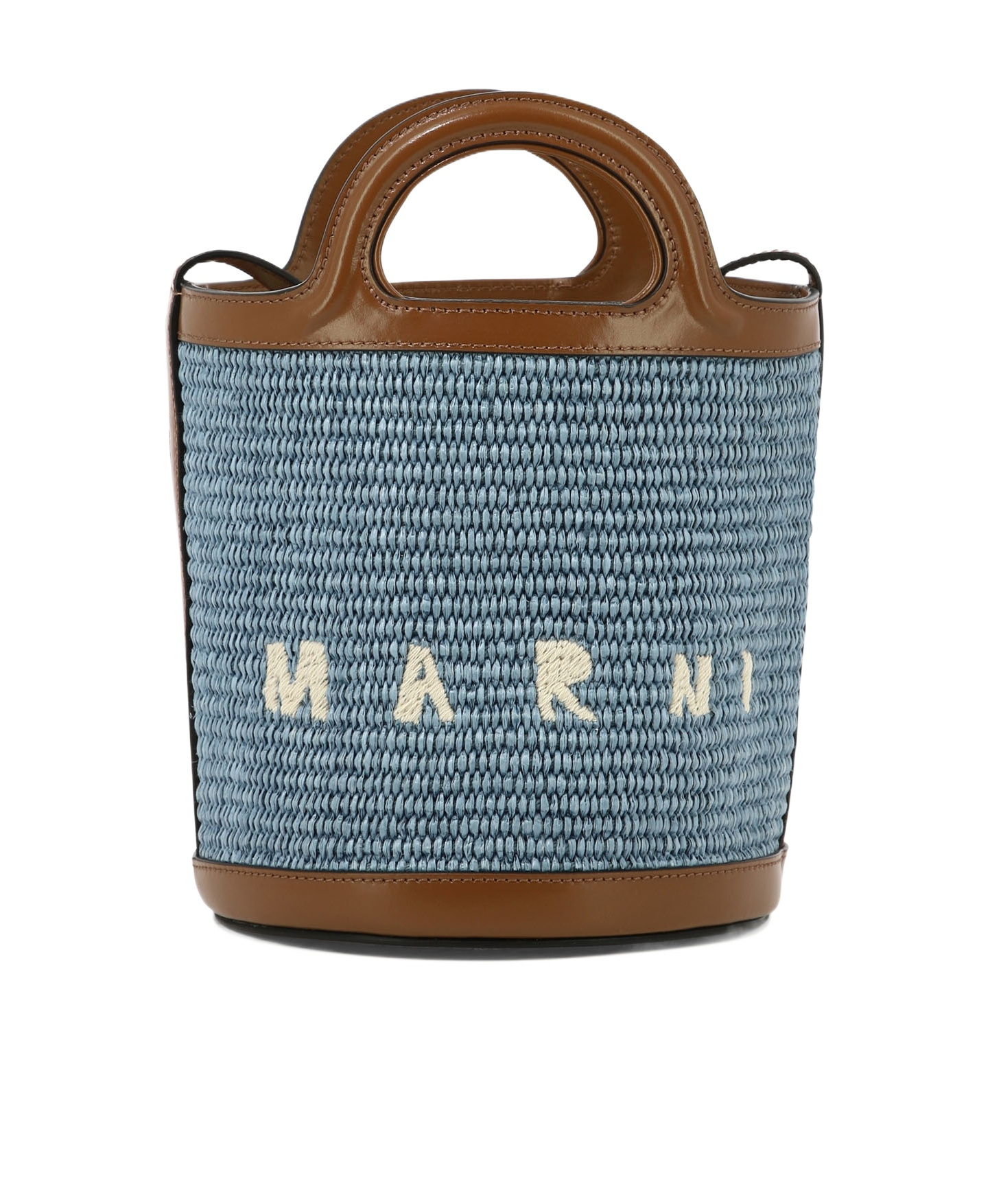 Marni Logo-embroidered Bucket Bag In Gray