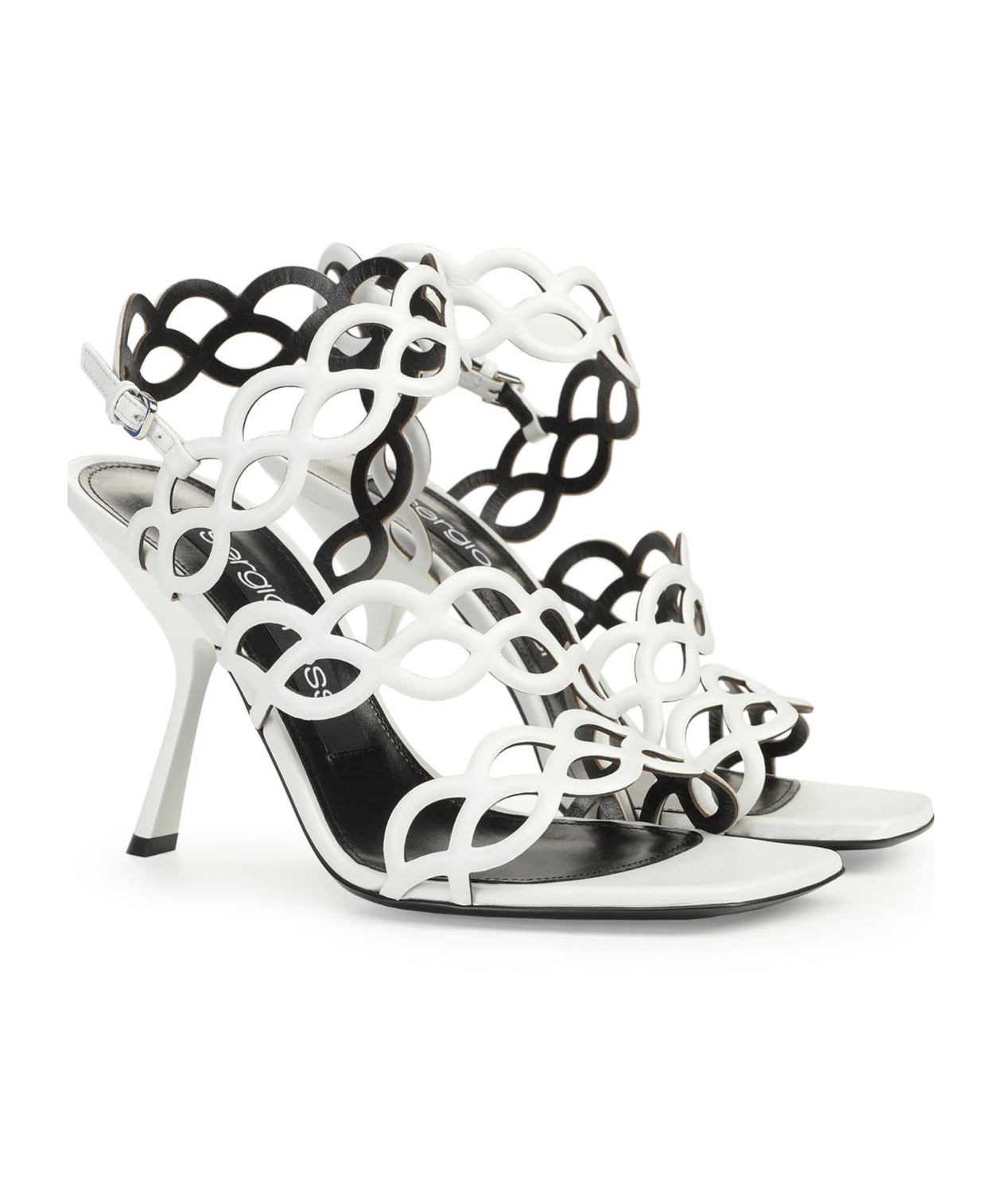 Sergio Rossi Square-headed High-heeled Sandals In White