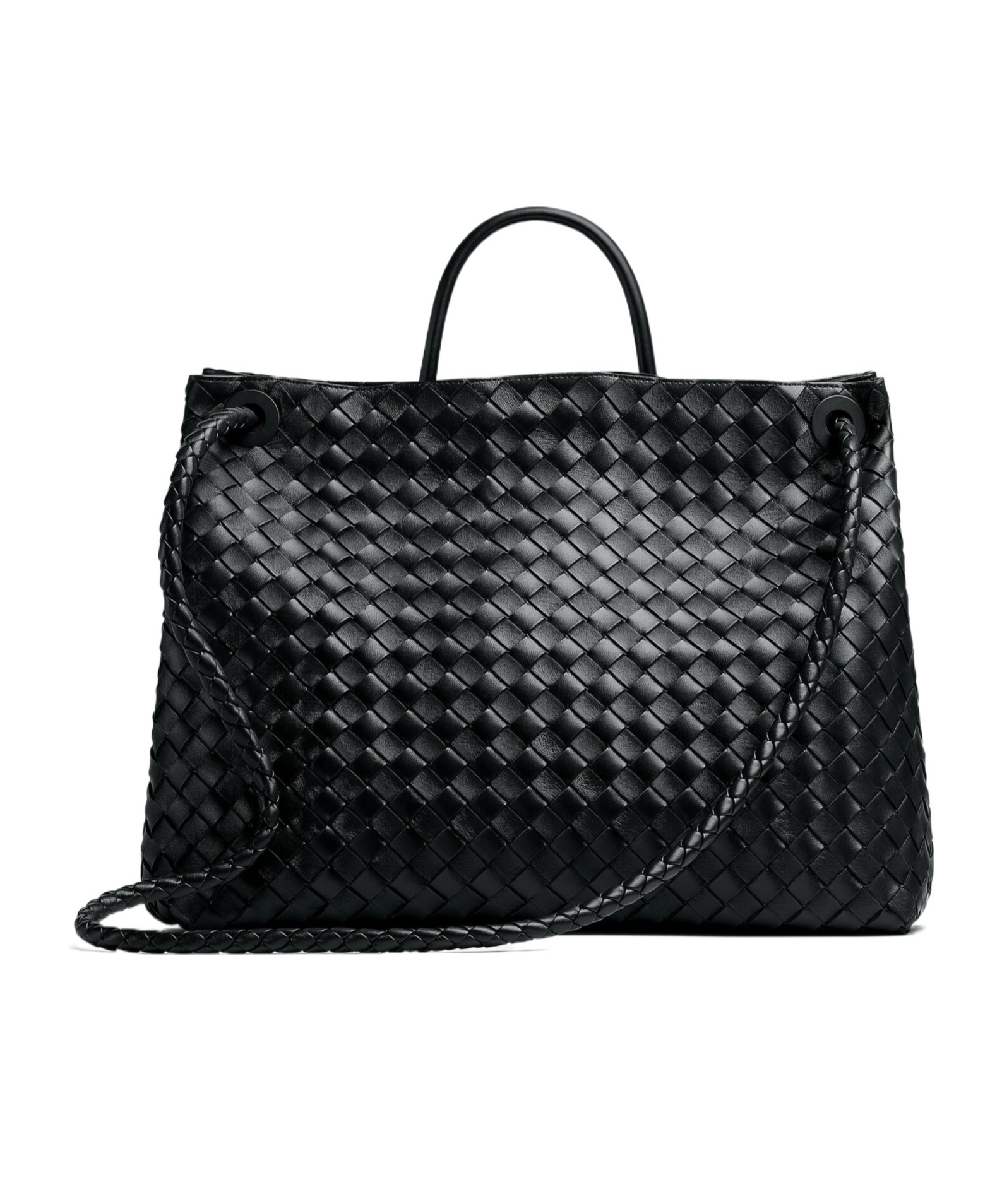 Bottega Veneta Andiamo Large Fondant-coloured Bag In Black