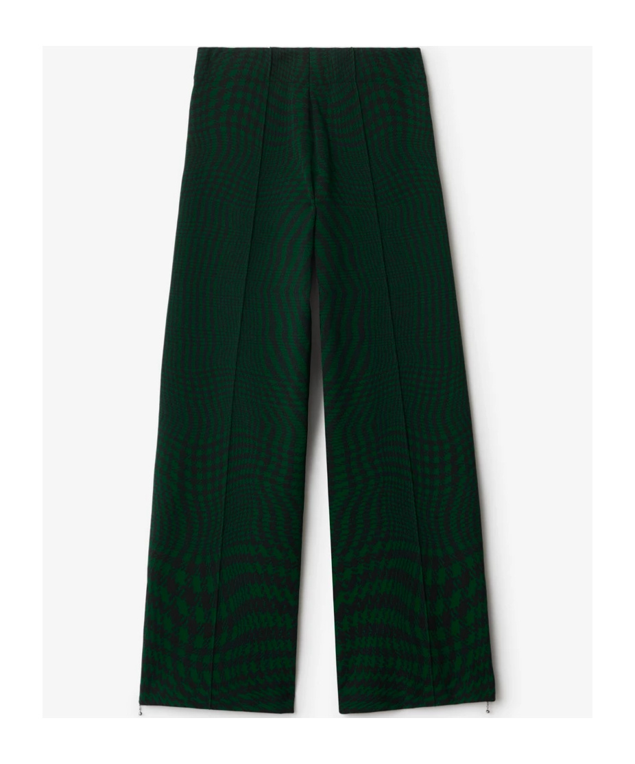 Burberry Houndstooth-pattern Wide-leg Trousers In Black