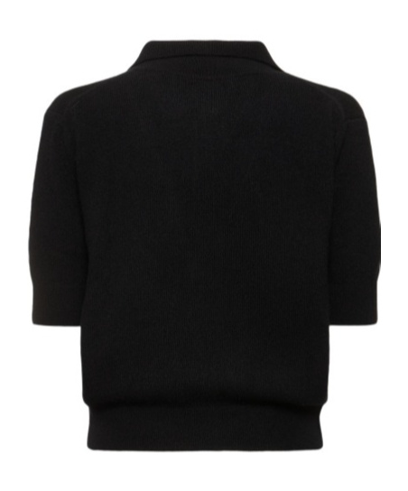 Khaite Shrunked Jo Cashmere-blend Polo Sweater In Black