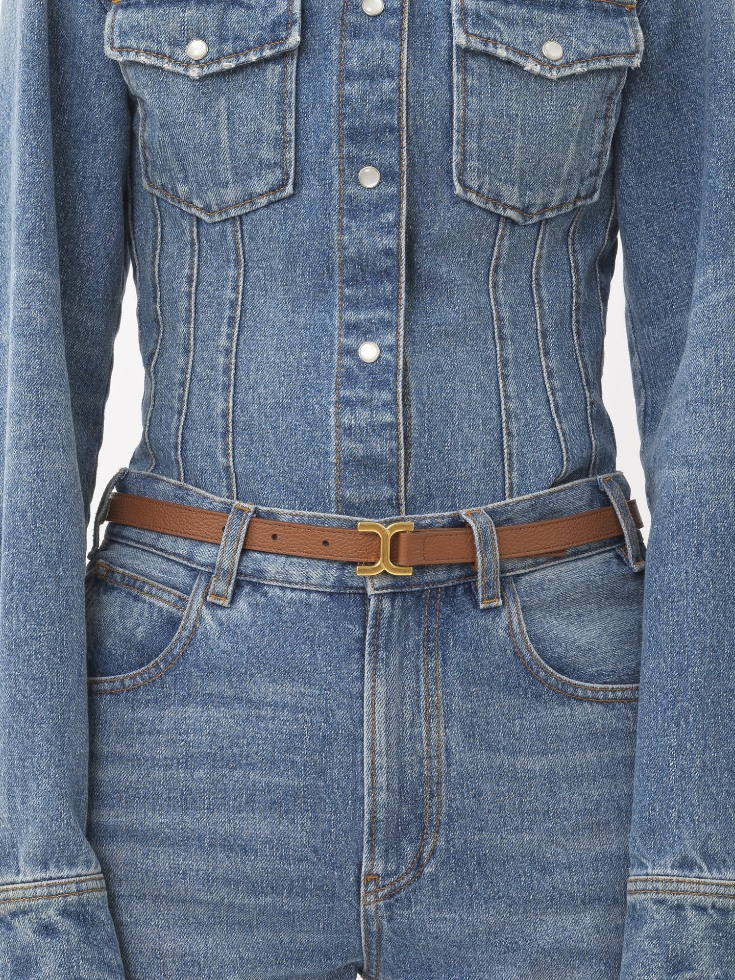 Chloé Calfskin Belt With Grain Flour In Brown