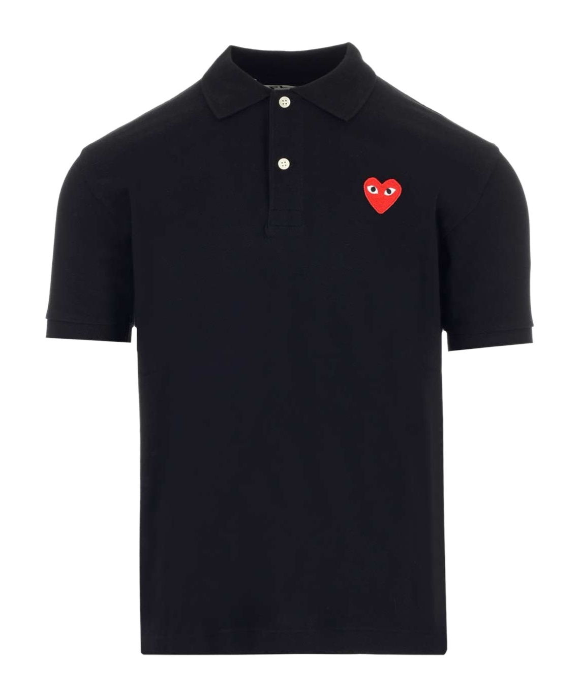 Comme Des Garçons Play Polo Shirt With Ribbed Collar And Straight Hem In Black