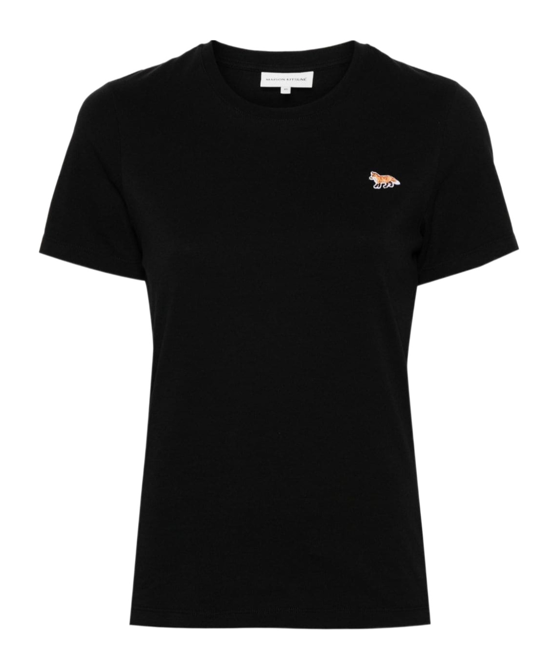 Maison Kitsuné Black Crewneck T-shirt With Baby Fox Logo Patch On The Front In Cotton Woman In Black
