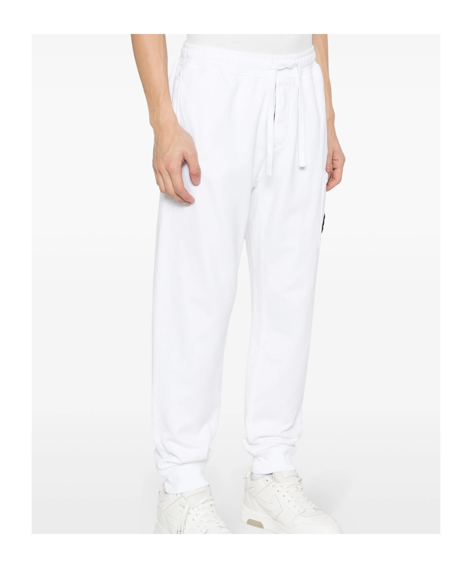 Stone Island Logo Patch Drawstring Sweatpants In White
