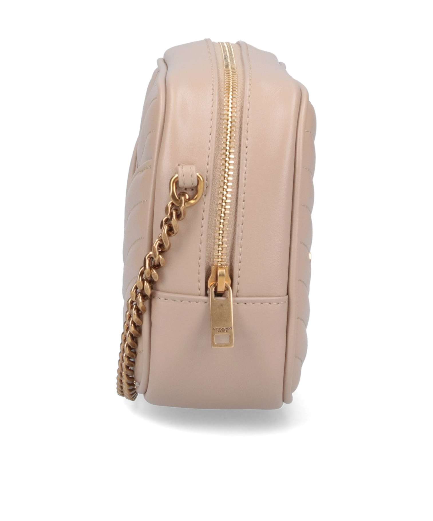 Saint Laurent Mini Lou Quilted Leather Crossbody Bag In Nude