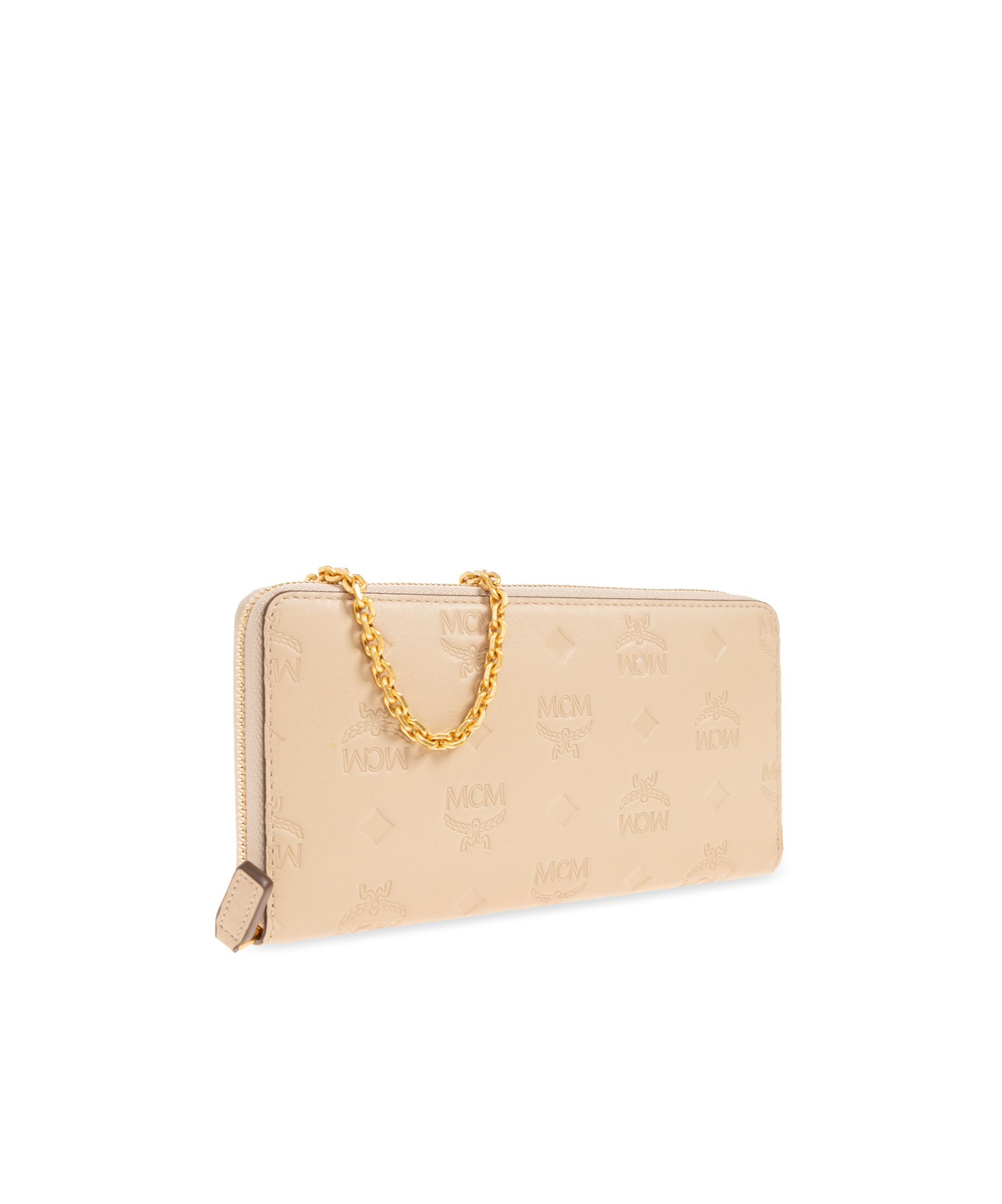 Shop Mcm Logo Wallet In Nude