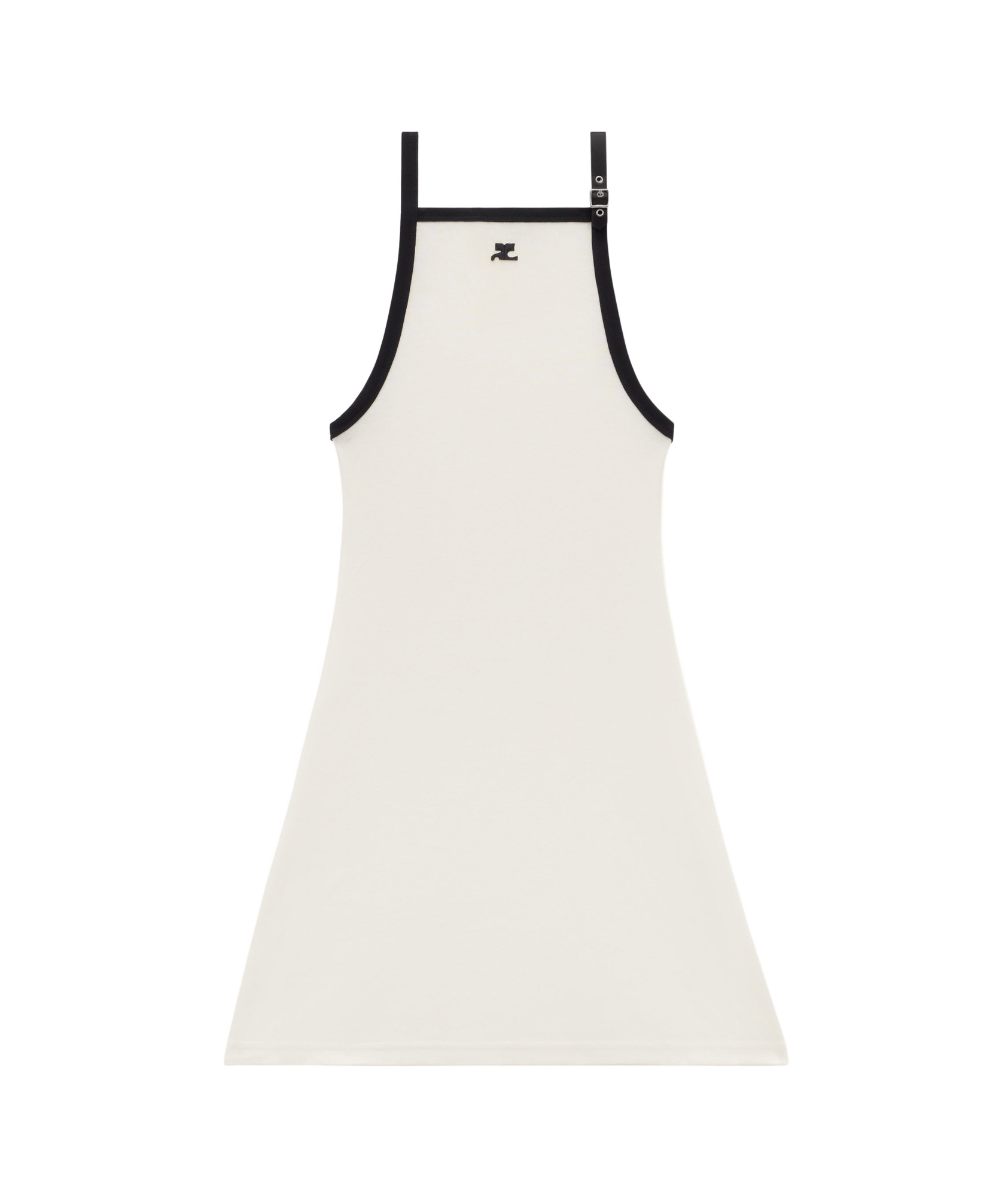 Shop Courrèges Buckle Contrast Dress In White