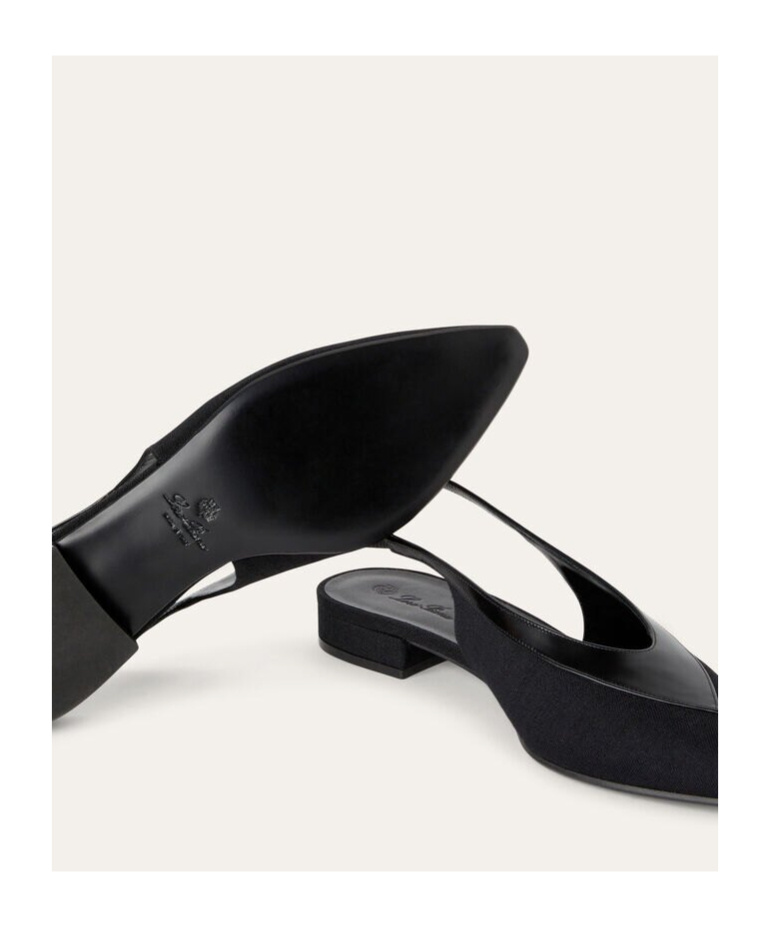 Shop Loro Piana Exposed Heel Flat Shoes In Black