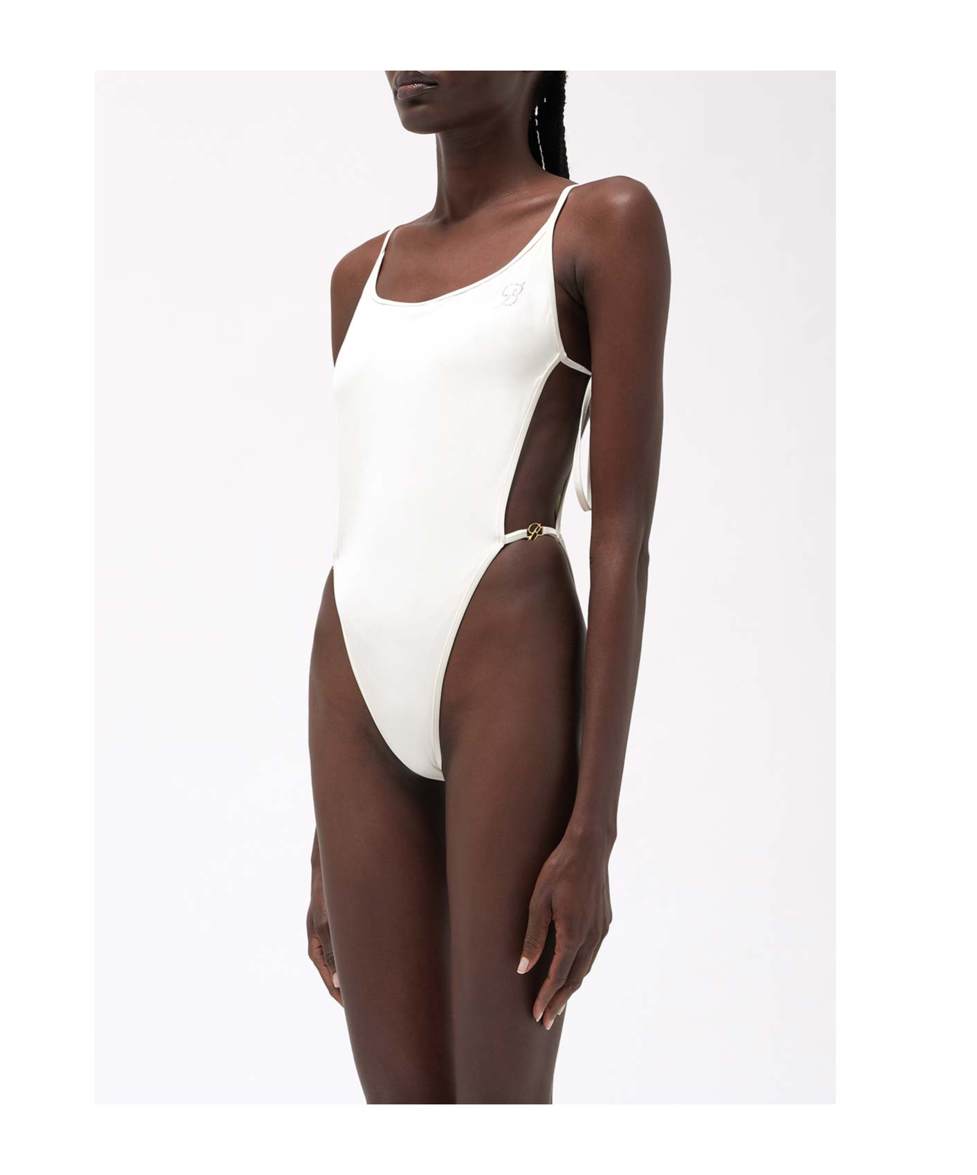 Blumarine Open Tie Side Swimsuit In White