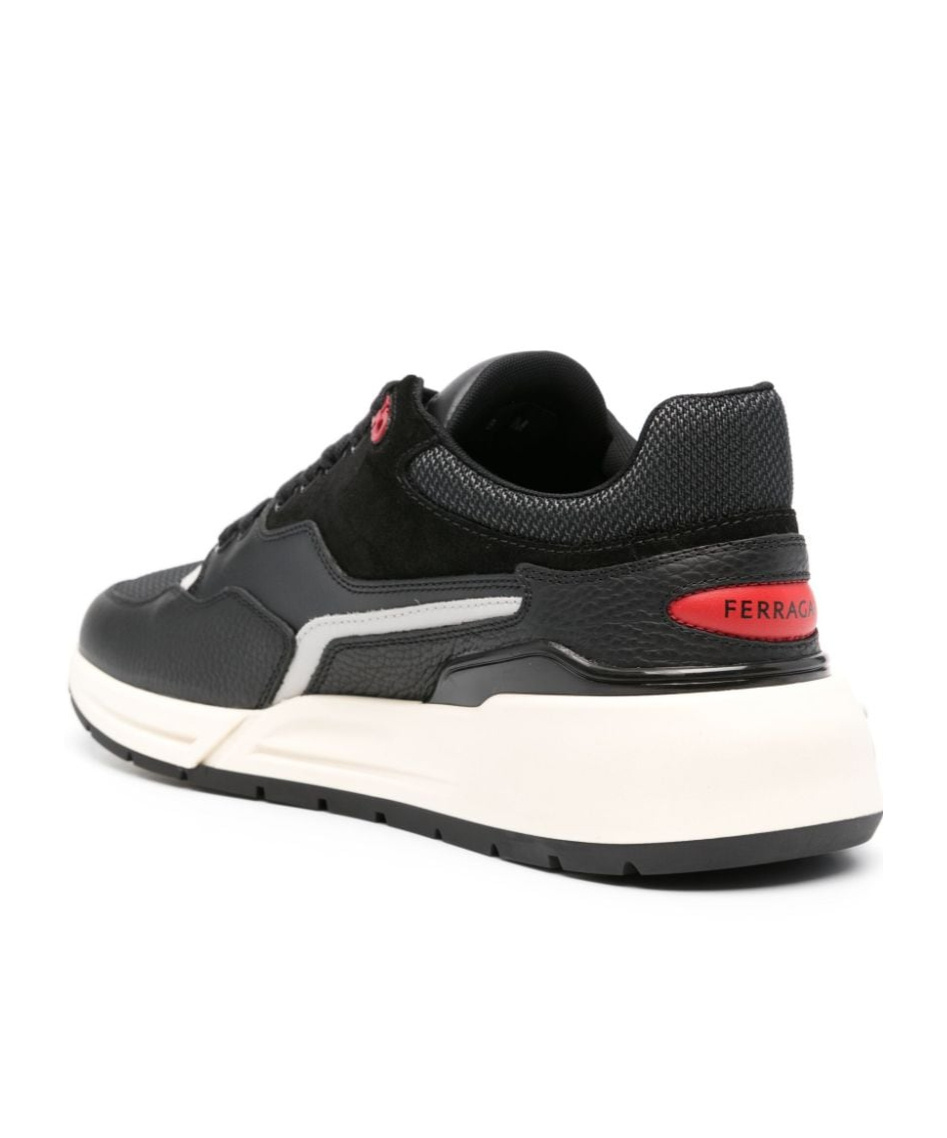 Ferragamo Man Low Cut Sneaker With Gancini Eyelet In Black