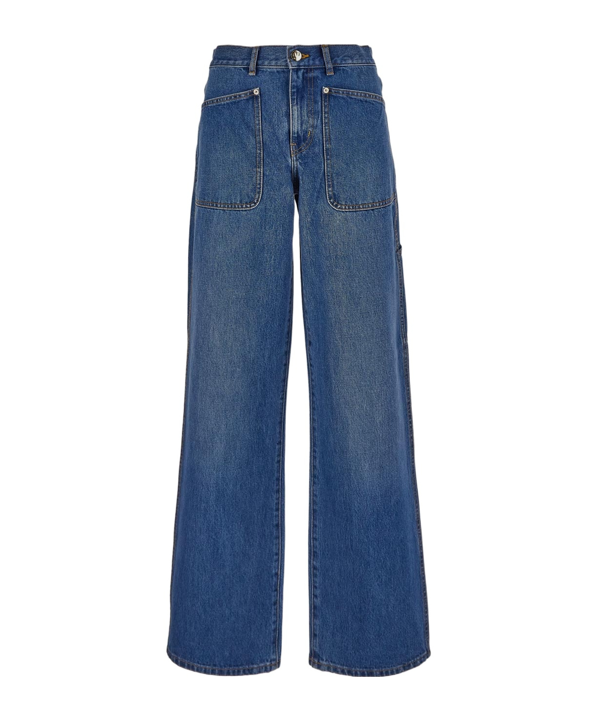 Shop Tory Burch Mid-rise Wide-leg Jeans In Blue