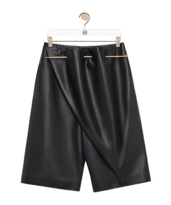 Loewe Pin Shorts In Nappa Lambskin In Black
