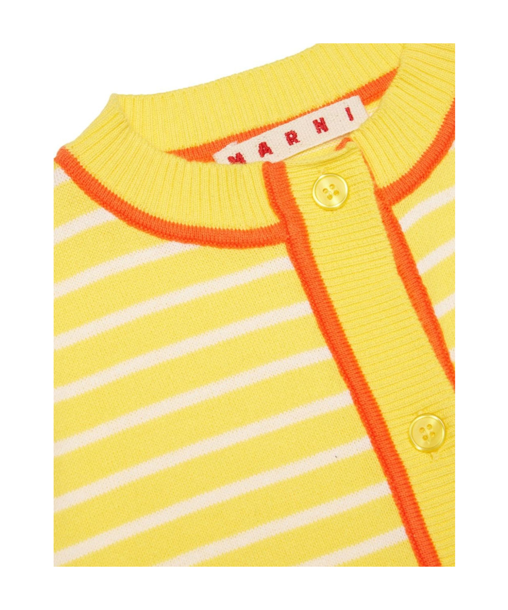 Marni Striped-pattern Cotton Cardigan In Yellow