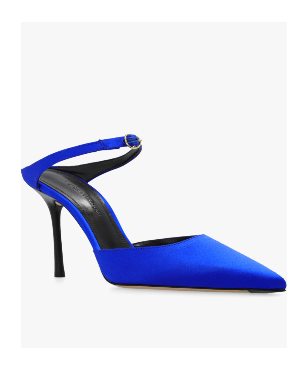 Victoria Beckham Jordy 90mm Satin Mules In Blue
