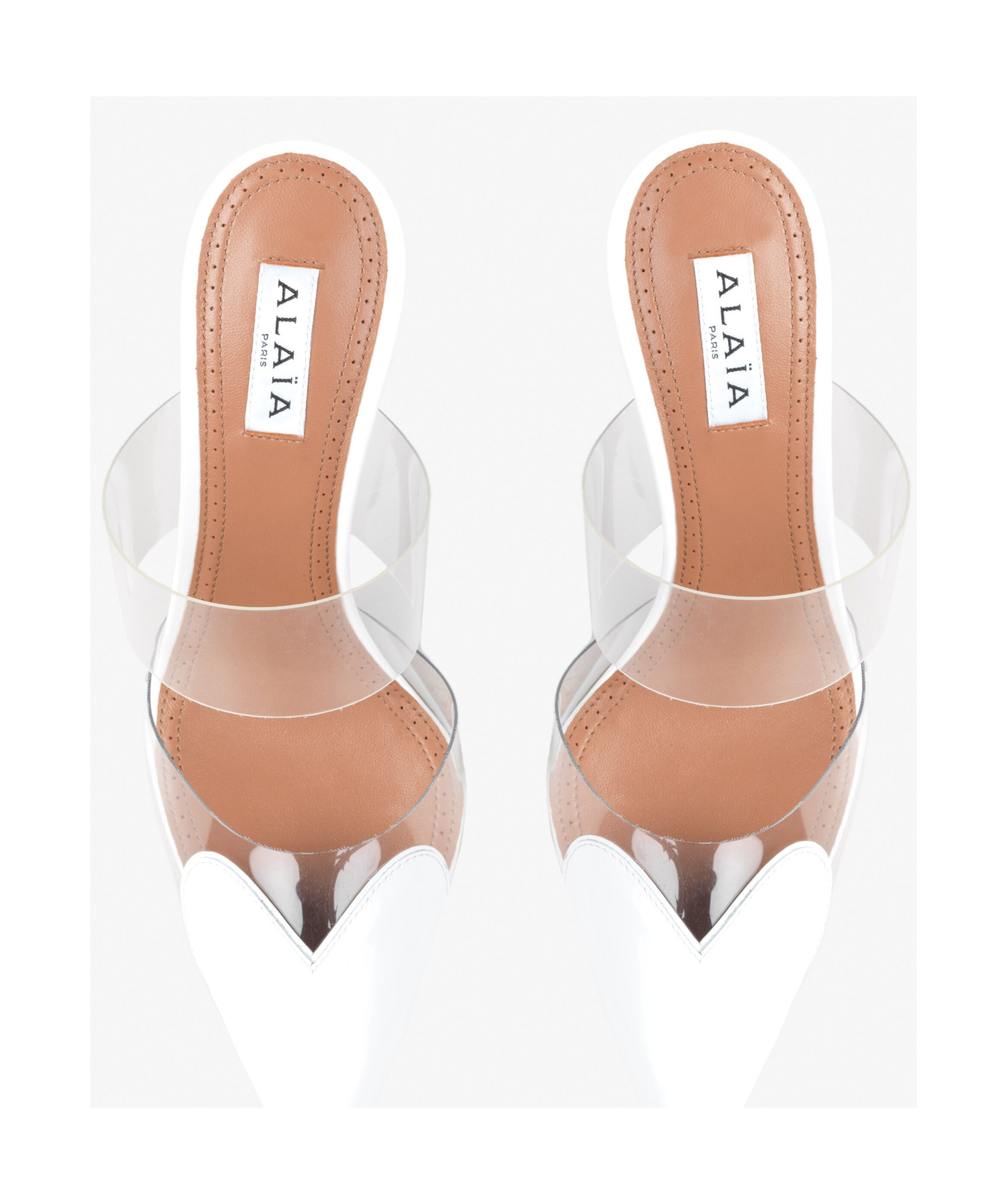 Alaïa Patent Leather Le Couer Mules 90 In White