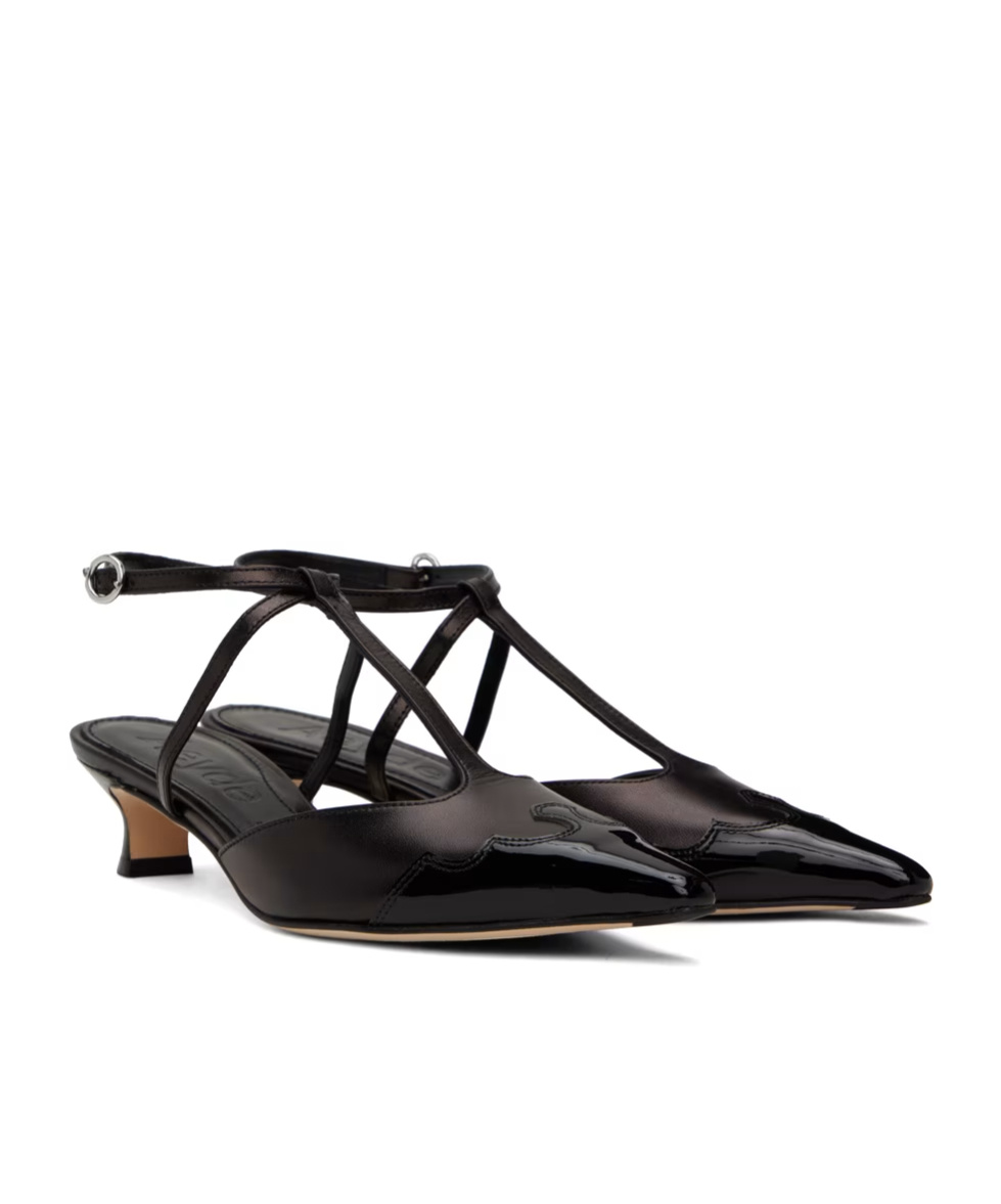 Aeyde Saga 35mm Leather T-bar Pumps In Black
