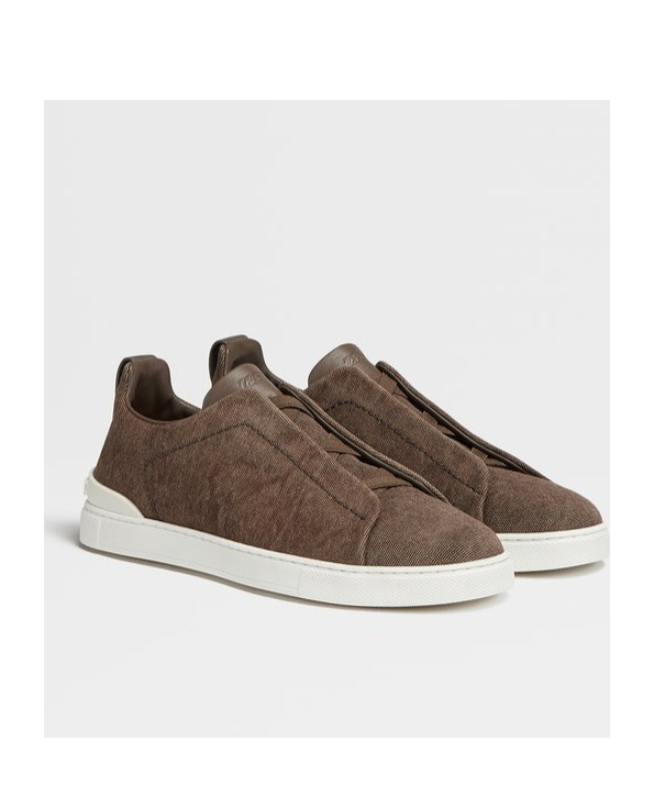 Zegna Triple Stitch Low-top Sneakers In Brown