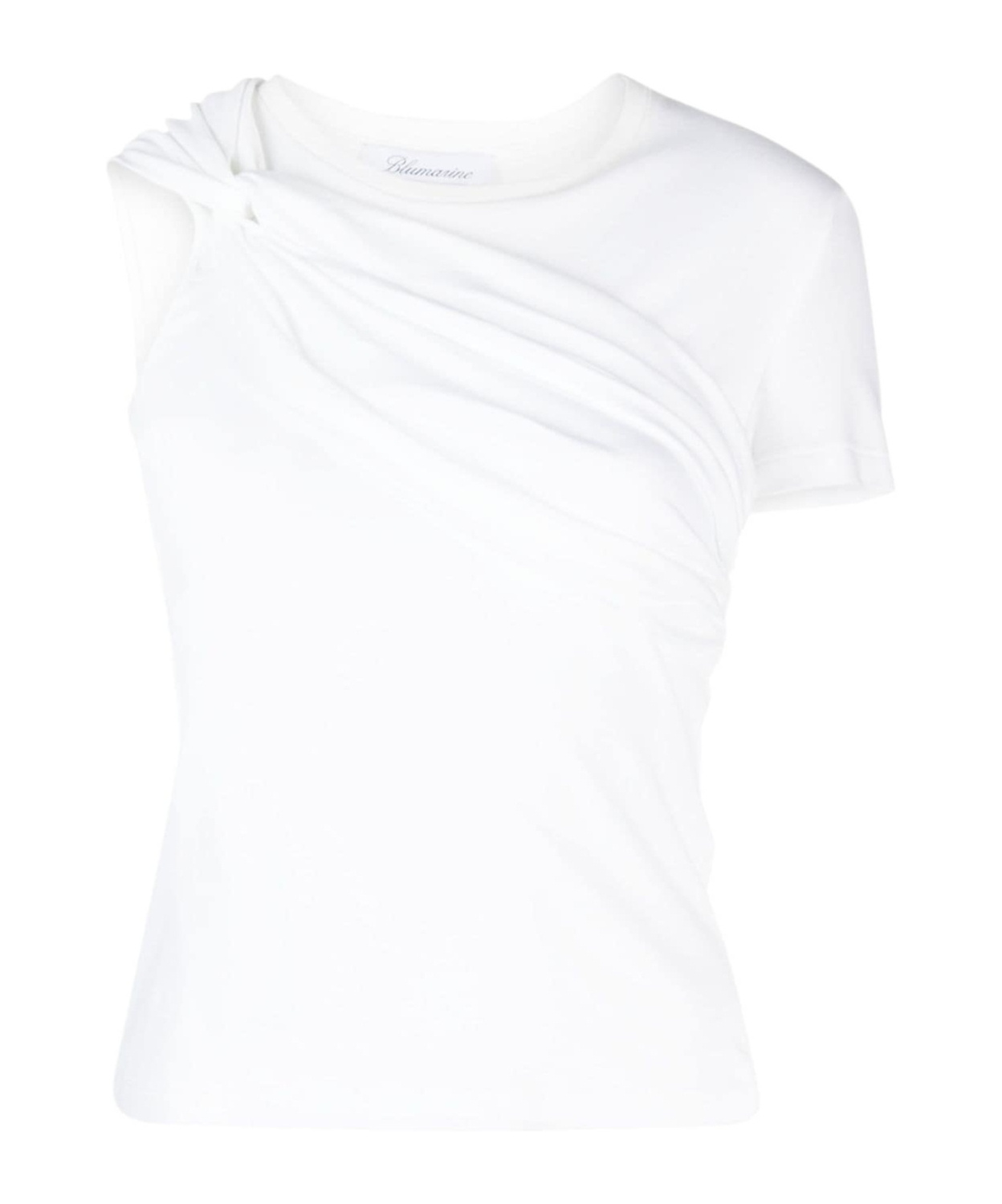 Blumarine Twist-detail Cotton T-shirt In White