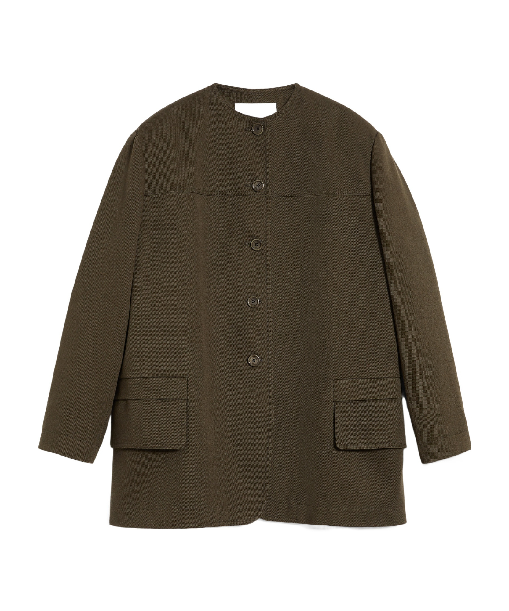 Max Mara Shirt-style Round-collar Casual Jacket In Green