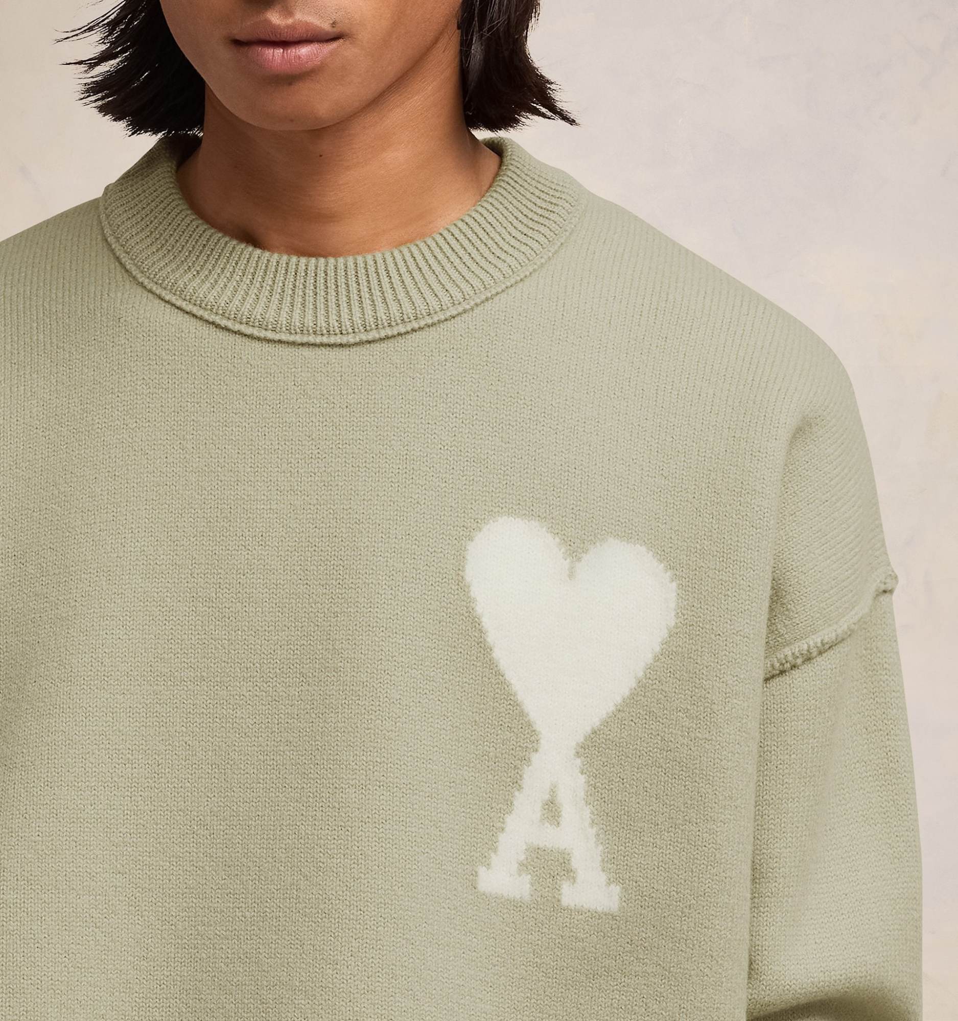 Ami Alexandre Mattiussi Ami De Coeur Wool Jumper In Green