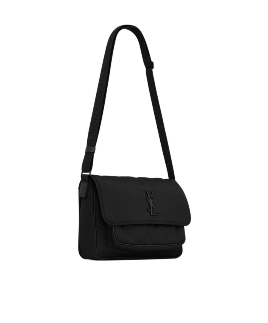 Saint Laurent Niki Ysl-plaque Messenger Bag In Black
