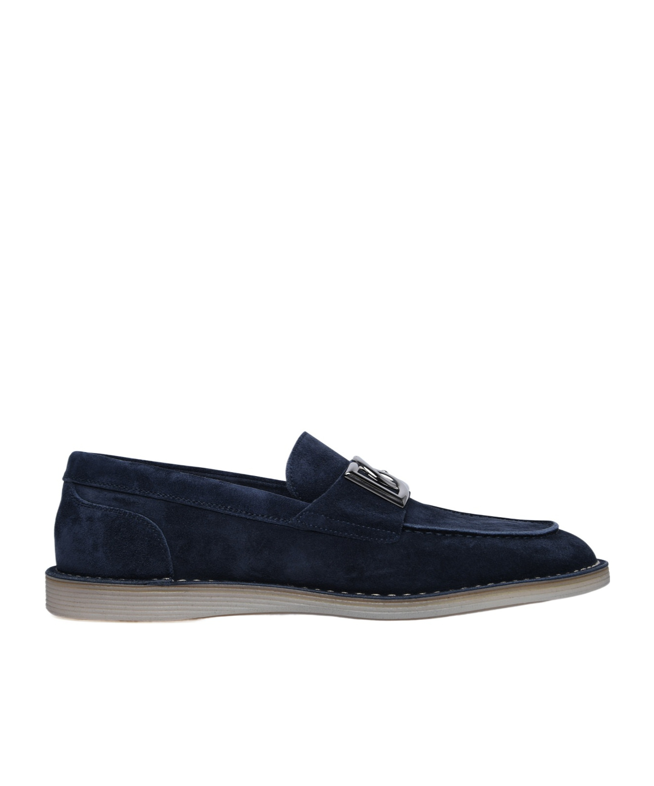 Dolce & Gabbana Dg Logo Suede Loafers In Black