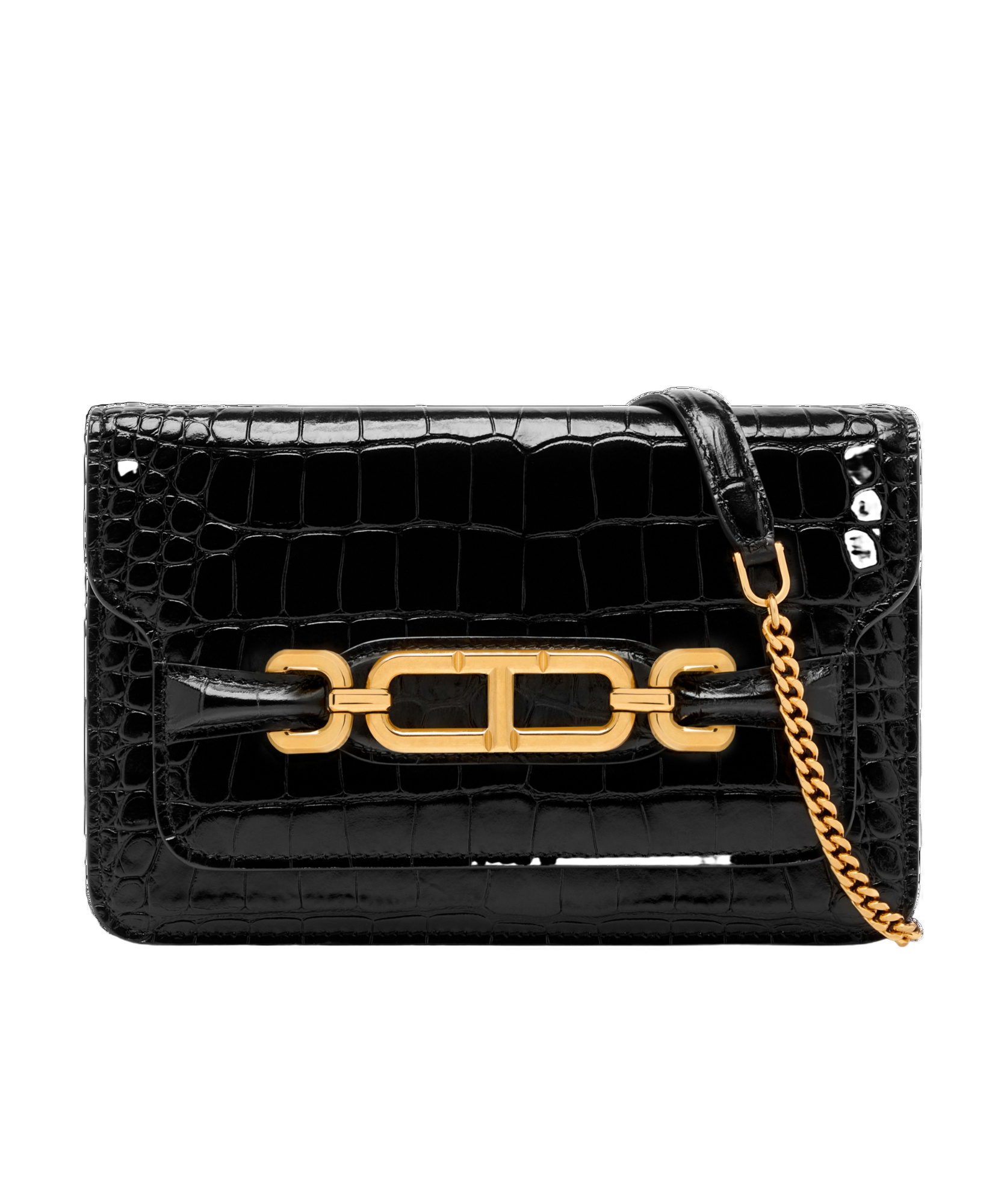 Tom Ford Whitney Crocodile-effect Shoulder Bag In Black