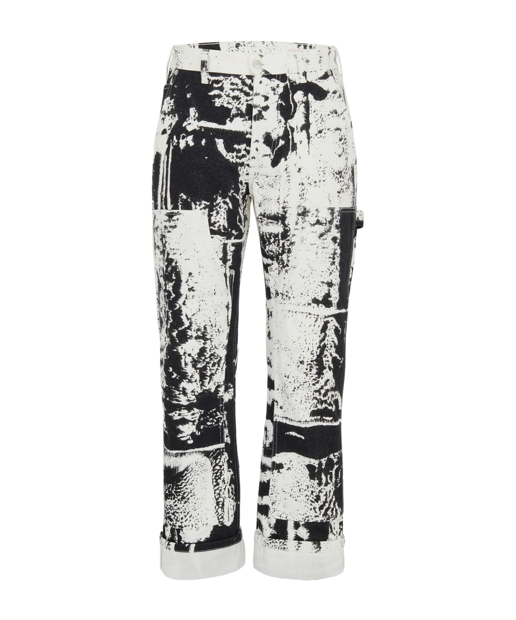 Alexander Mcqueen Abstract Print Straight-leg Jeans In White