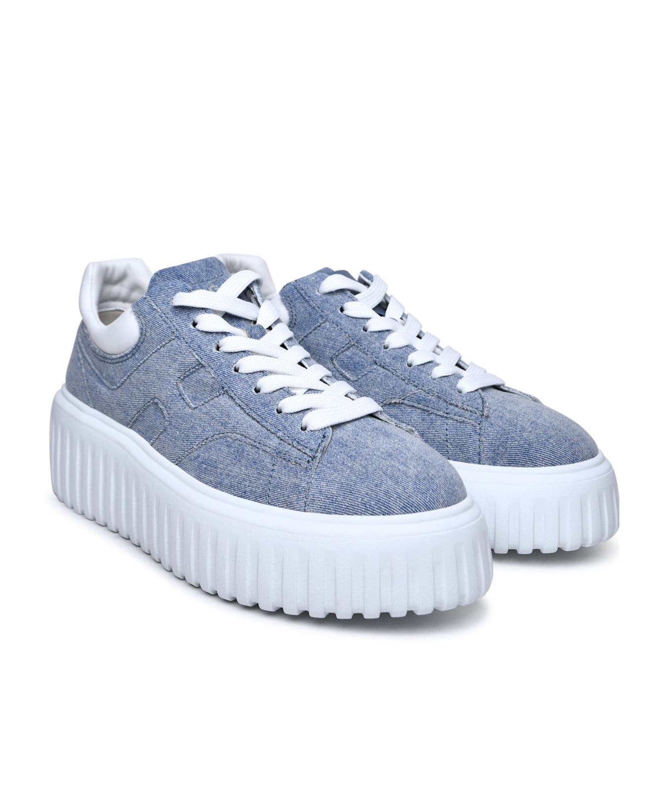 Hogan Logo-patch Denim Platform Sneakers In White