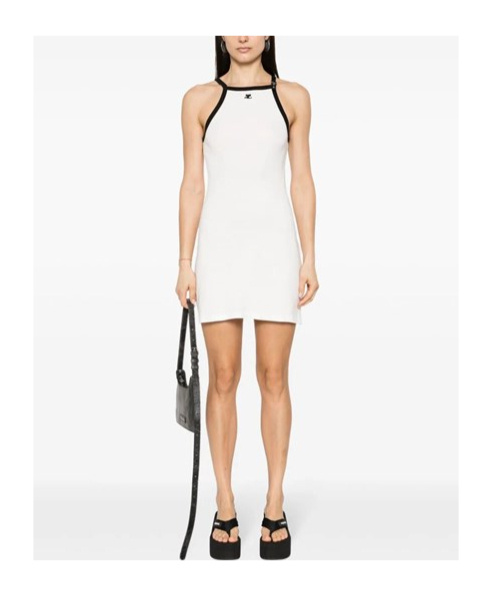 Shop Courrèges Logo-appliqué Mini Dress In White