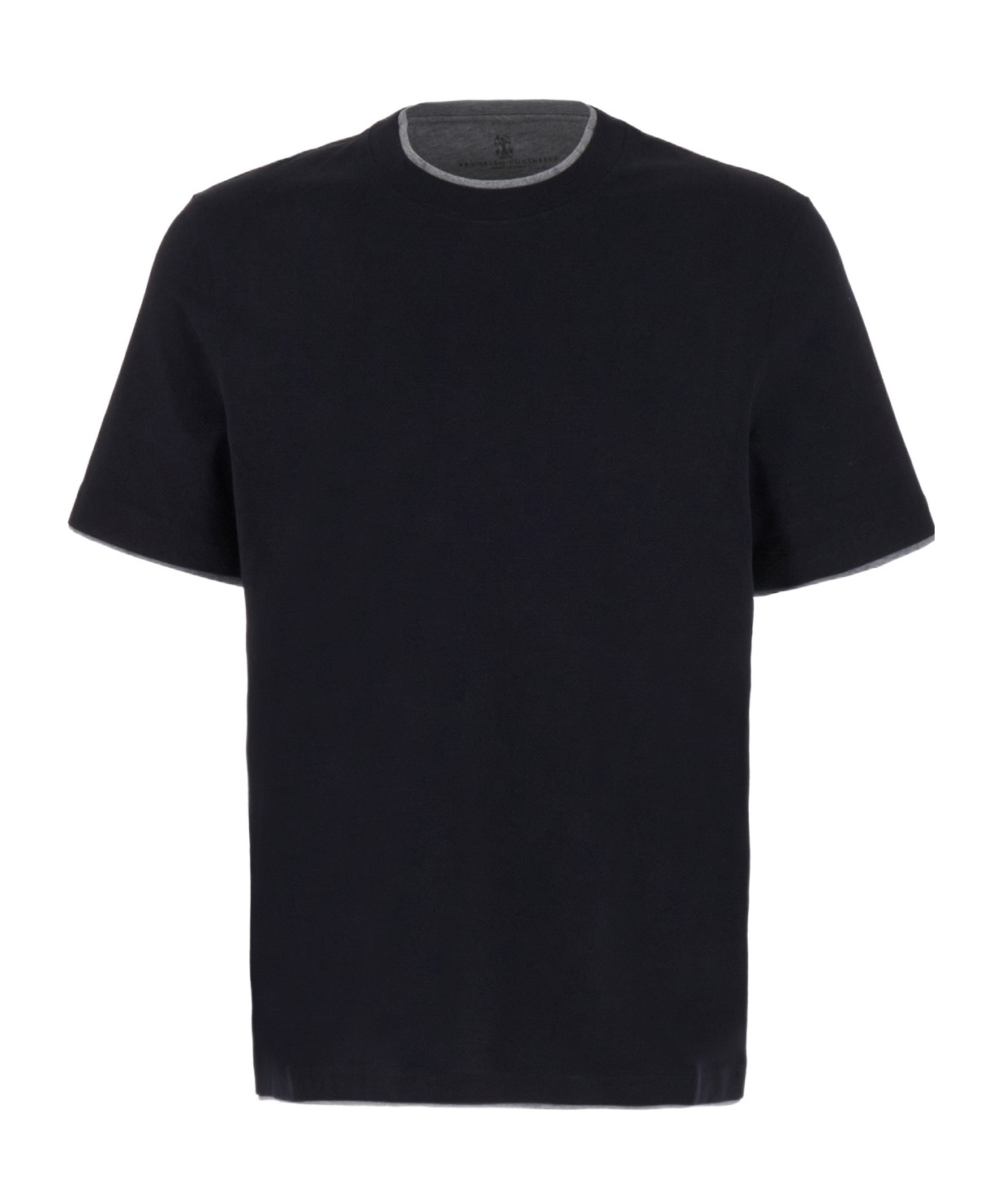 Brunello Cucinelli Black Cotton And Silk T-shirt In Black