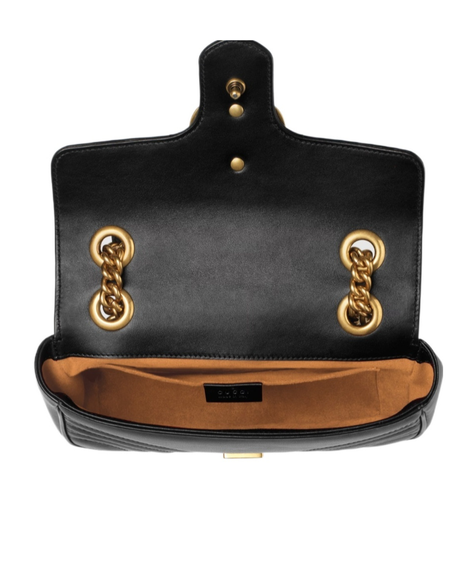 Gucci Mini Gg Marmont Quilted Leather Shoulder Bag In Black