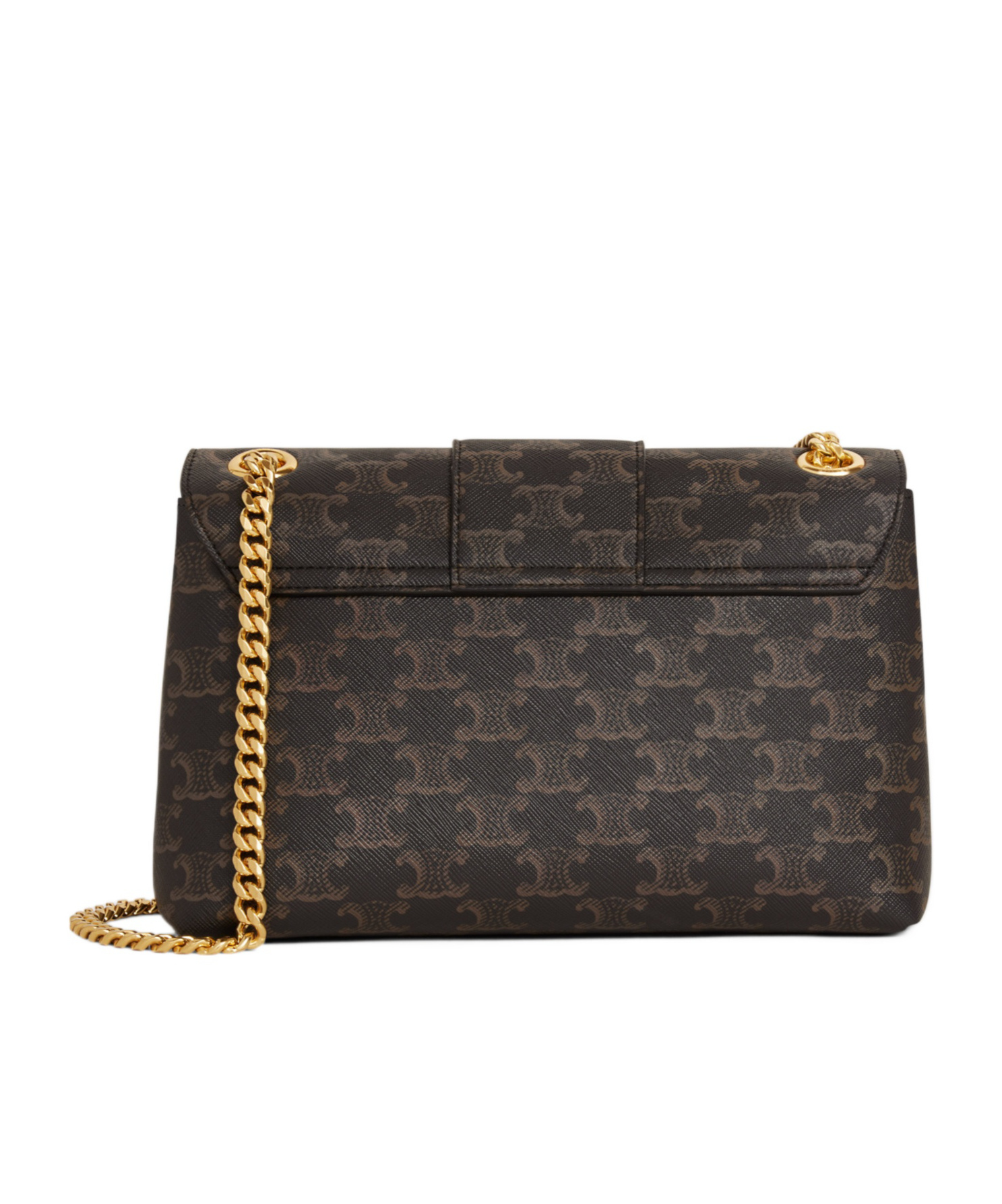 Celine Medium Tilly Bag In Triomphe Canvas And Calfskin In Black
