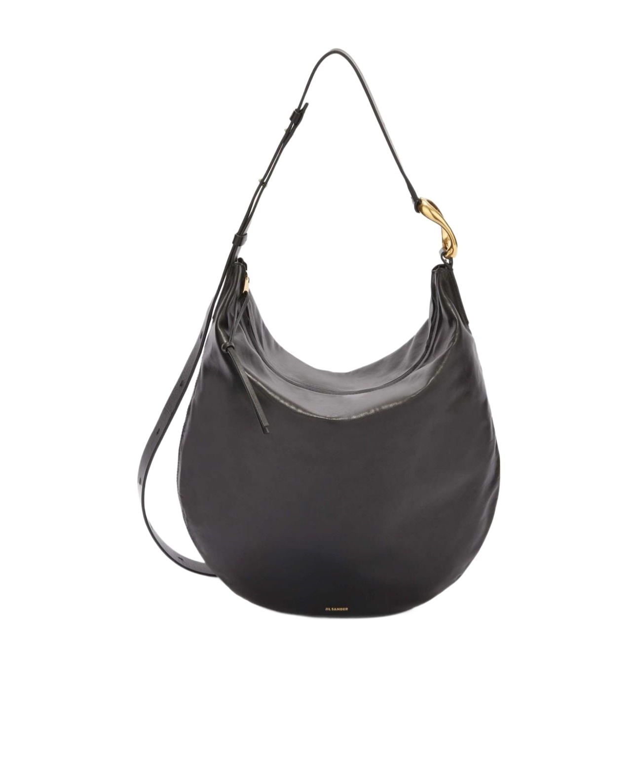 Jil Sander Medium Moon Leather Shoulder Bag In Black