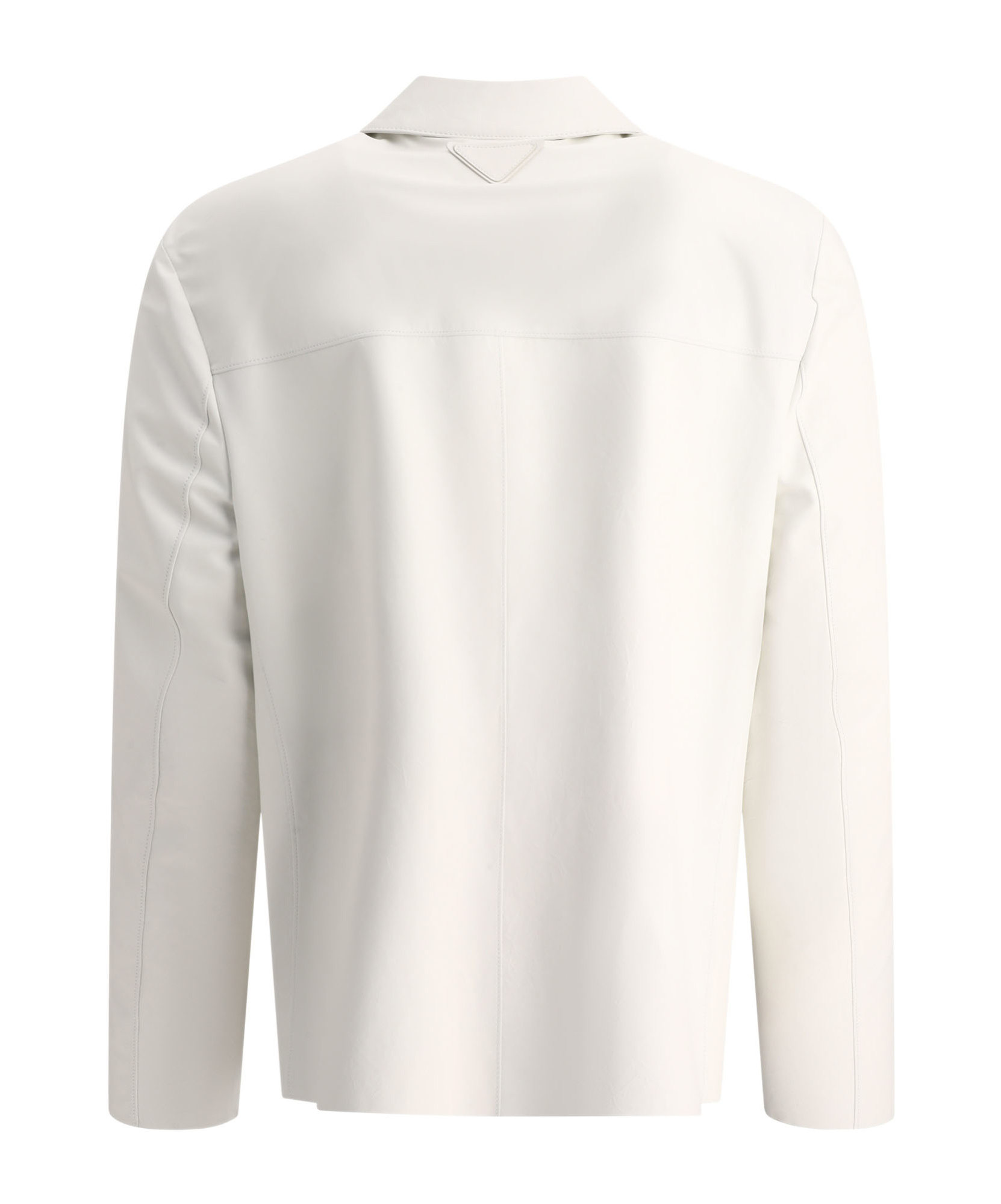 Prada Triangle Logo Leather Jacket In White