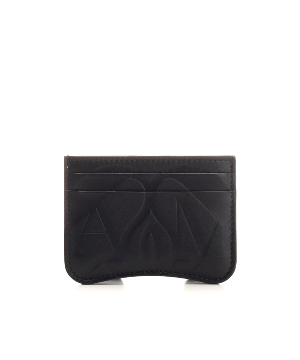 Alexander Mcqueen The Seal Leather Cardholder In Black