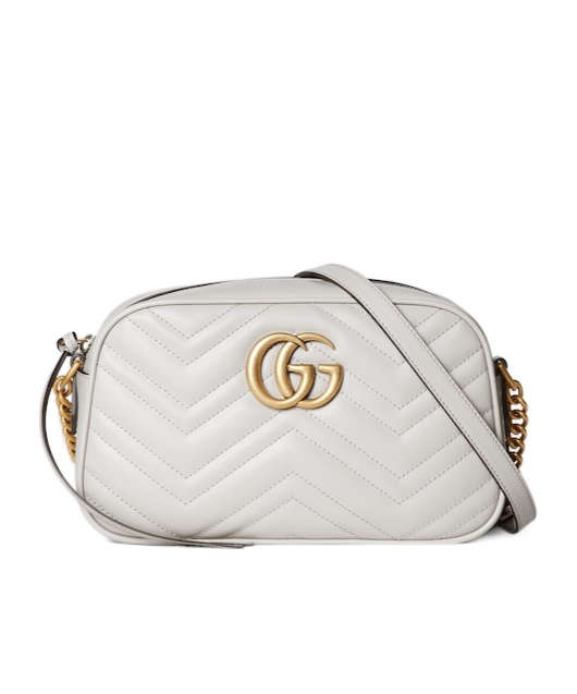 Gucci Gg Marmont Small Quilted-leather Cross-body Bag In White