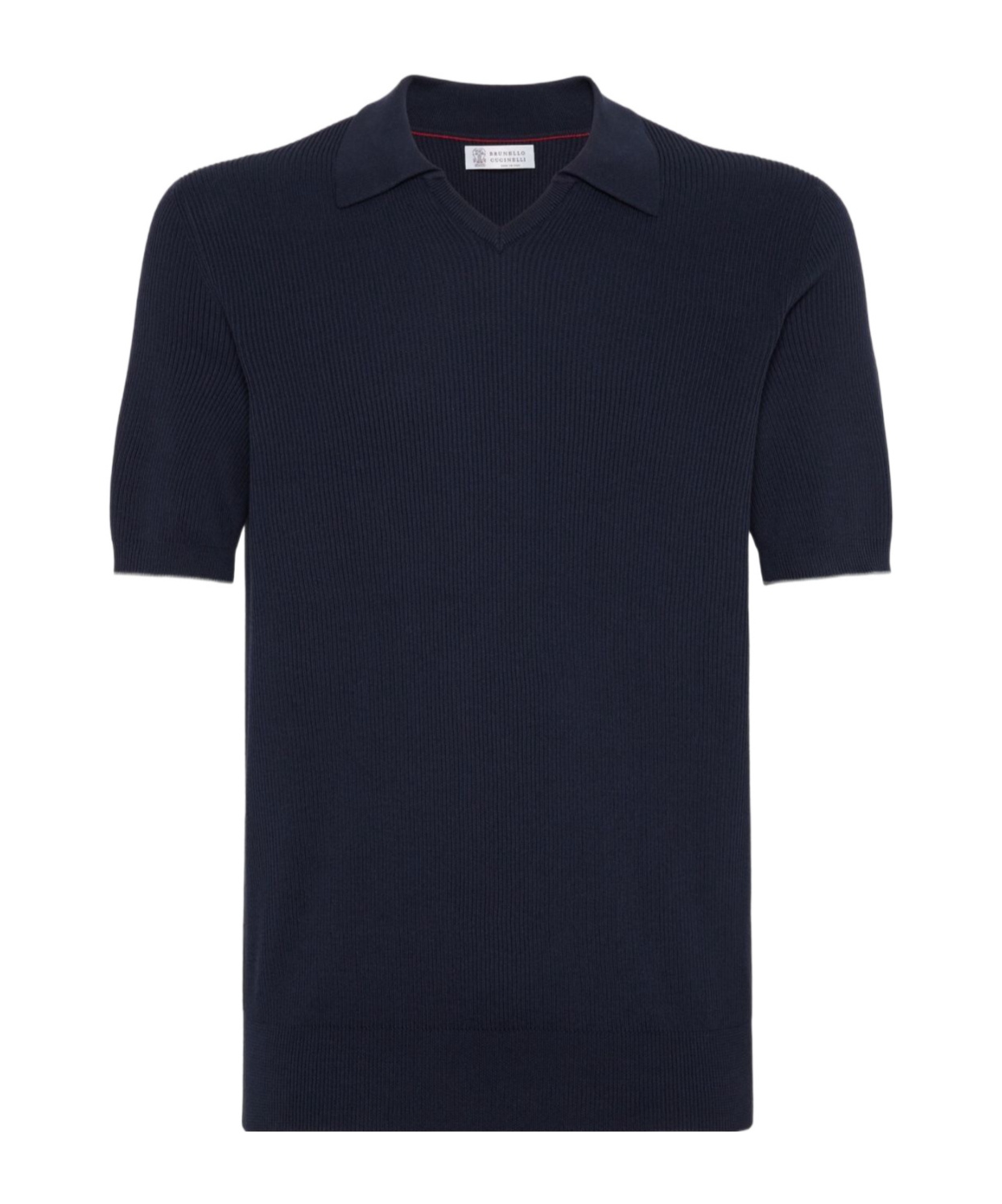 Brunello Cucinelli Ribbed-knit Cotton Polo Sweater In Blue