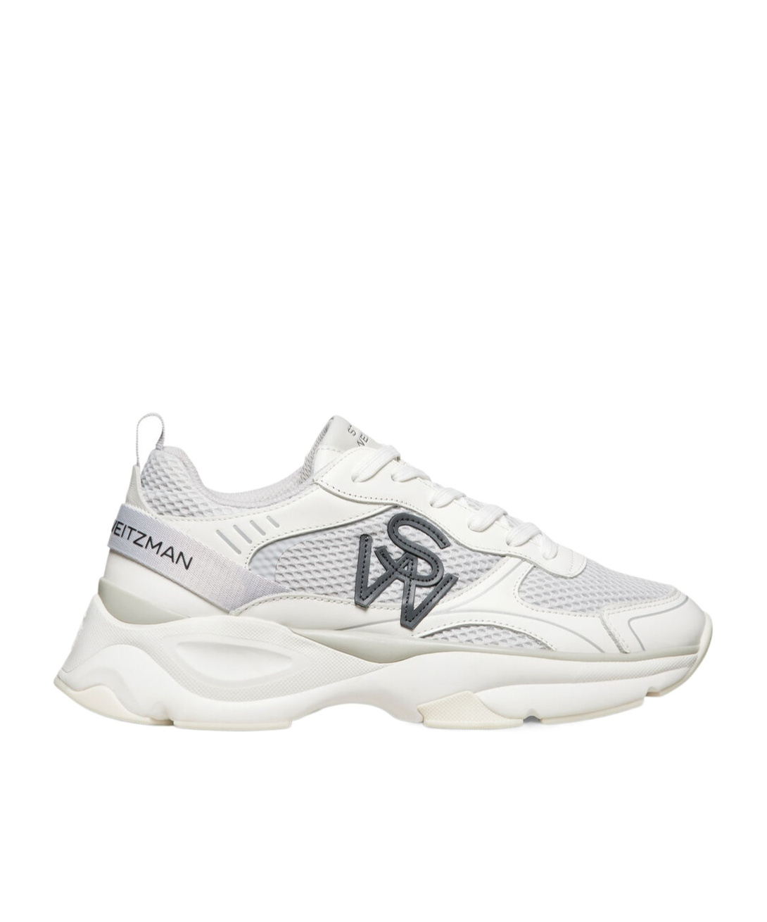 Stuart Weitzman Leather And Mesh Sneakers In White