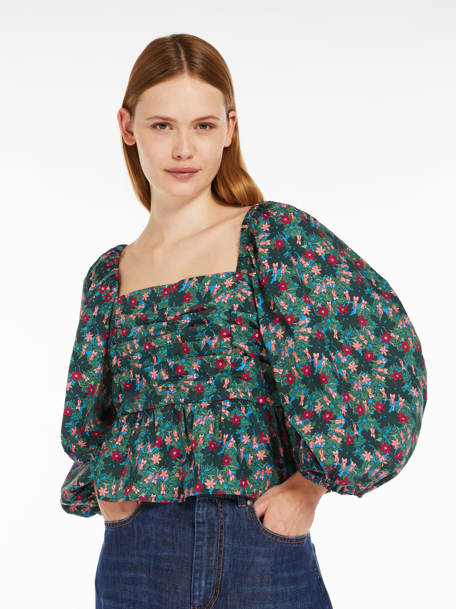 Weekend Max Mara Woman Top Green Size 14 Cotton In Multi