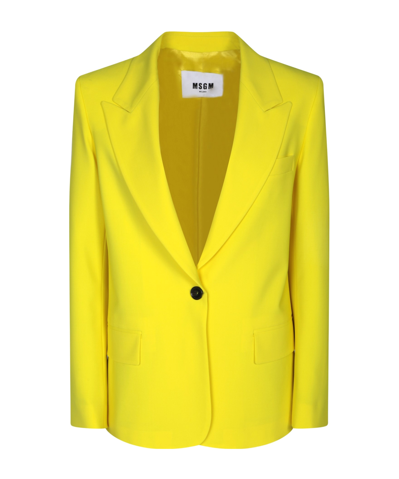 Msgm Stretch Cotton Blazer With Peak Lapels In Yellow
