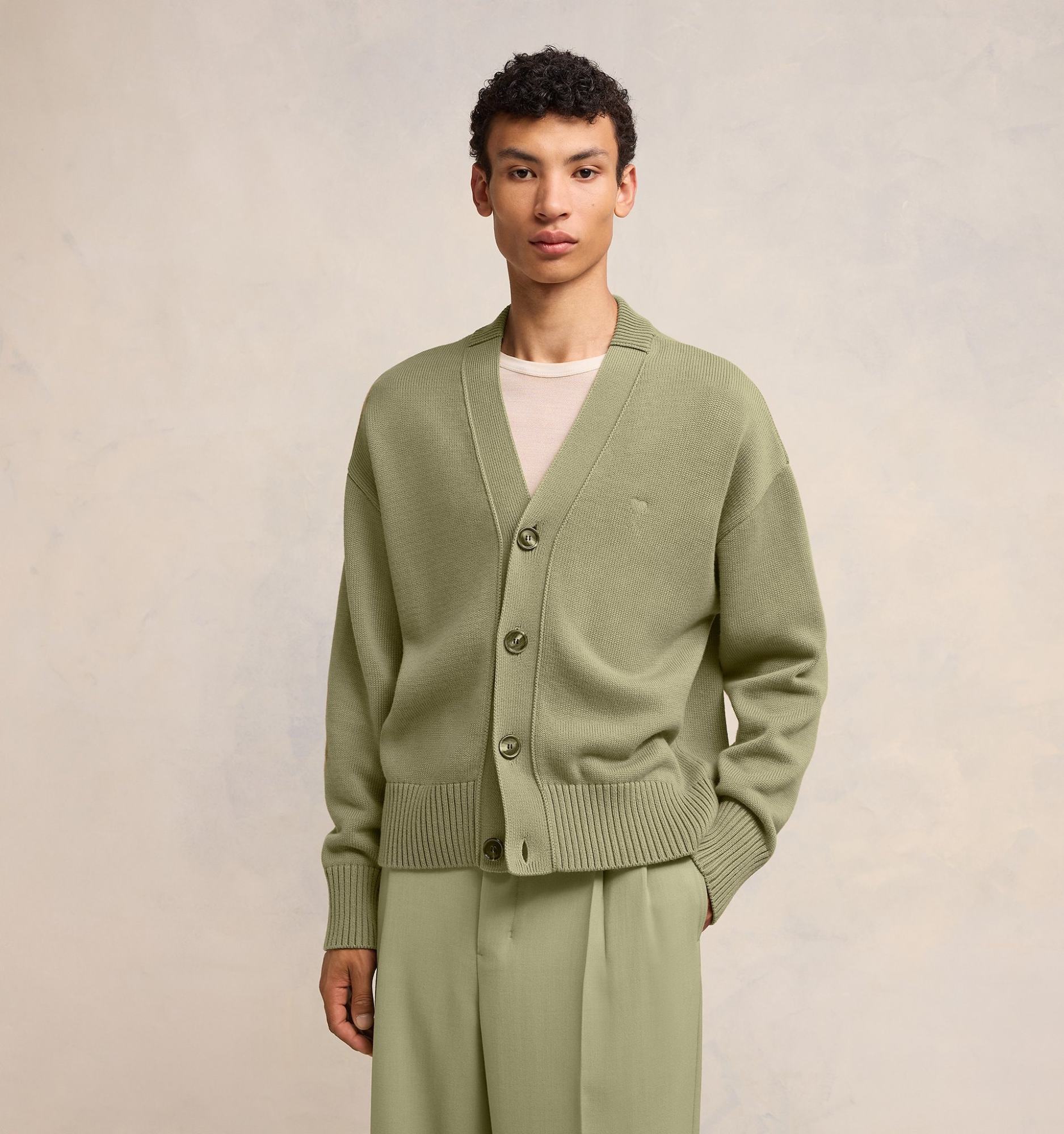 Shop Ami Alexandre Mattiussi Ami De Coeur Cardigan In Nude