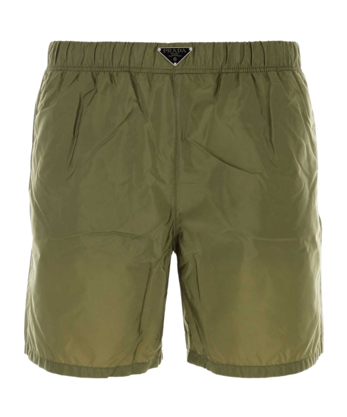 Prada Logo-plaque Re-nylon Swim Shorts In Green