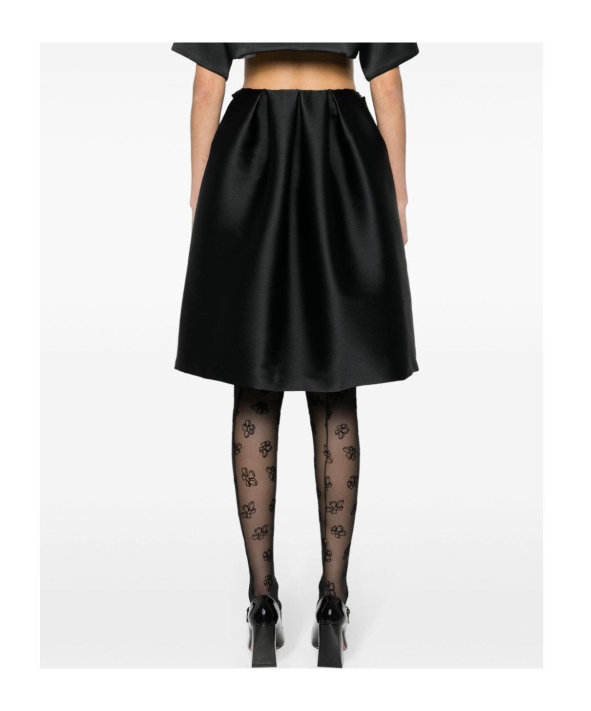 P.a.r.o.s.h Layered Detail Midi Skirt In Black