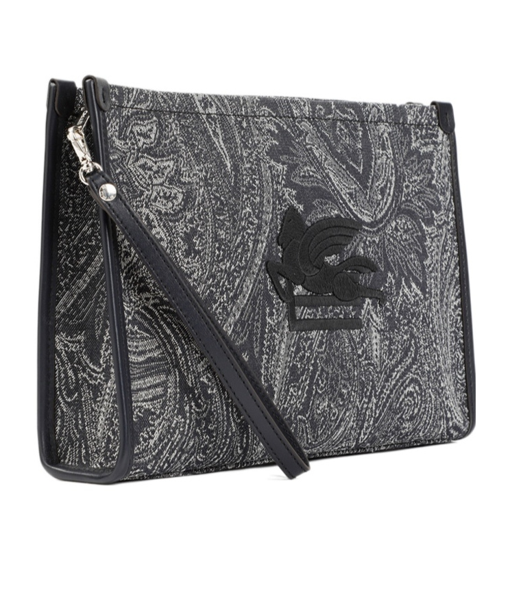 Etro Paisley-jacquard Pattern Pouch In Black